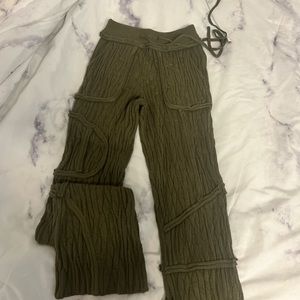 danielle guzio army green stretchy pants